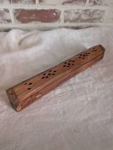 lot 3025 image: Wooden Incense Burner Box with Elephant Brass Detail