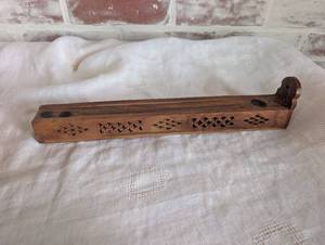 lot 3026 image: Handcrafted Wood Incense Holder with Carved Patterns