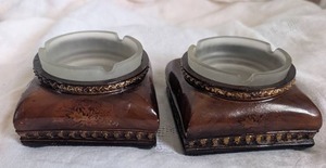 lot 3029 image: Pair of Chinese Hardwood Ashtrays - 2 ct