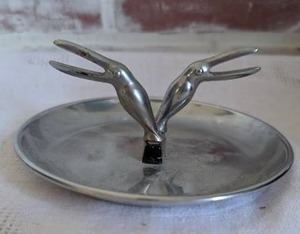 lot 3048 image: Chrome Plated Bird Ashtray with Cork Bottom