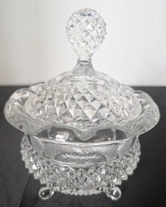 lot 4007 image: Crystal Cut Glass Covered Dish with Footed Base