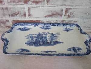 lot 4019 image: Hague by Wedgewood Blue and White Serving Platter Dutch Harbor Scene