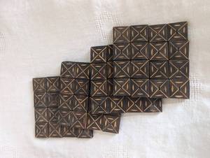 lot 5056 image: Bombay Wooden Coaster Set of 4 with Geometric Pattern