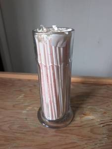 lot 5058 image: Glass Straw Dispenser with Paper Straws