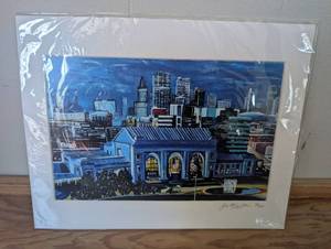 lot 5515 image: Signed Limited Edition Kansas City Skyline Art Print-14x11 in