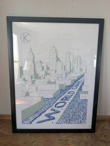 lot 5517 image: Kansas City Royals Parade Skyline Print by Bozz Prints - 19.5x20.5 in