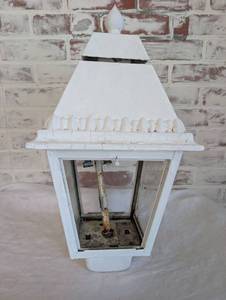 lot 6000 image: White Gas Lantern with Glass Panels