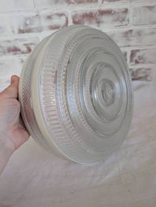 lot 6028 image: Clear Glass Light Cover w Ribbed Pattern