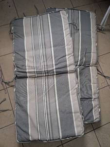 lot 6036 image: Allen  Roth Striped Long Outdoor Chair Cushions Set of 2