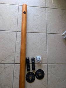 lot 6041 image: Wooden Rod  Industrial Pipe Hardware Set&nbsp