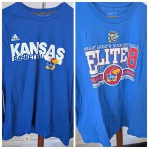 lot 7022 image: Kansas Jayhawks Basketball 2018 Elite 8 Final Four T-Shirt Collection - Large &amp XL