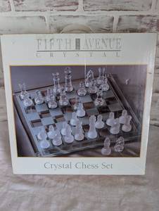 lot 8502 image: Fifth Avenue Crystal Chess Set with Glass Board
