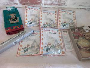 lot 9515 image: Christmas Holiday Baking Set with Cookie Cutters and Candle Snuffer