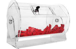 lot 501 image: Clear Acrylic Raffle Drum w Locking Lid