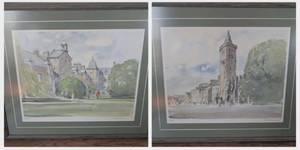 lot 5504 image: Limited Edition Watercolor Prints Set - Scottish Architecture Scenes-22x19 in