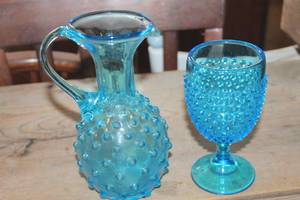 lot 4565 image: Vtg. Hobnail Goblet and Pitcher