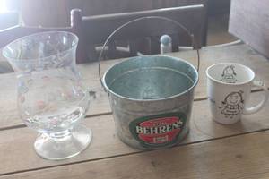 lot 4596 image: Metal Bucket, Vase and More