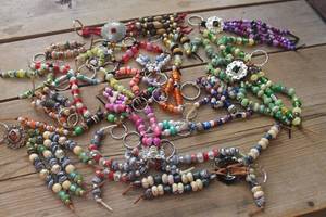 lot 4612 image: Lg. Lot of Crafted Beaded Key Chains