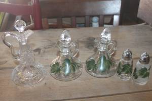 lot 4637 image: Vintage Cruet Bottles and S&P Shakers