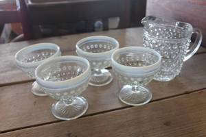 lot 4659 image: Vtg. Anchor Hocking Hobnail Footed Cups & More