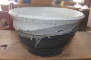 lot 4668 image: Lg. Signed Pottery Bowl 7 tall x 11 wide