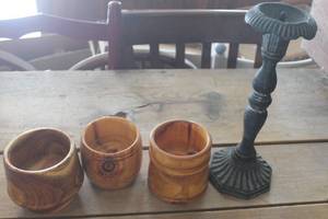 lot 4714 image: Vtg. Cast Iron Candleholder 12 tall & More