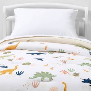lot 9044 image: FullQueen Dinosaur Kids Comforter Set - Pillowfort Multicolor, Cotton, 3-Piece, - Retail $55
