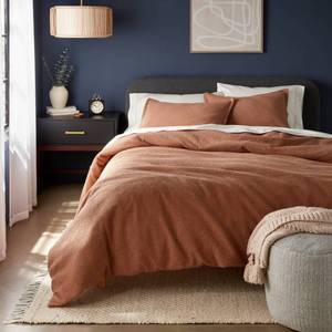 lot 9054 image: FullQueen Washed Waffle Weave Duvet Cover and Sham Set Camel - Threshold Cotton Bedding Set,  - Retail $69