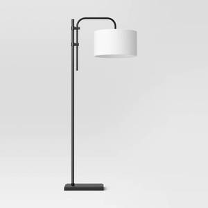 lot 9074 image: 72x16 Knox Floor Lamp - Threshold Modern Black Standing Lamp with Dimmer Switch - Retail $115