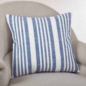 lot 9088 image: 20x20 Oversize Down Filled Striped Square Throw Pillow Blue - Saro Lifestyle Duck Feather, Removable Cover - Retail $55
