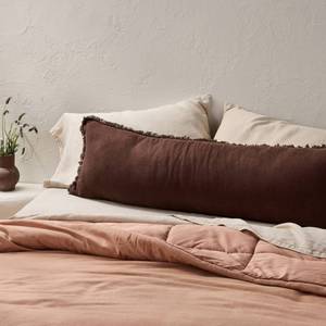 lot 9089 image: Lumbar Heavyweight Linen Blend Throw Decorative Pillow Dark Fig - Casaluna - Retail $59