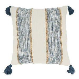 lot 9120 image: Saro Lifestyle Striped Tassel Corners Throw Pillow Cover - Retail $48