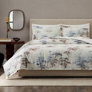 lot 9124 image: Jeremiah Brent Home 3pc FullQueen Walk in the Woods Cotton Comforter Set Blue - Retail $99