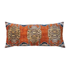 lot 9134 image: Bloomingville Cotton Velvet Tigers Pattern Lumbar Pillow  Multicolor - Retail $55