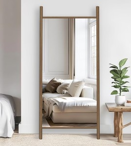 lot 9075 image: Neutypechic Ladder Rectangular Full Length Mirror Solid Wood White Oak