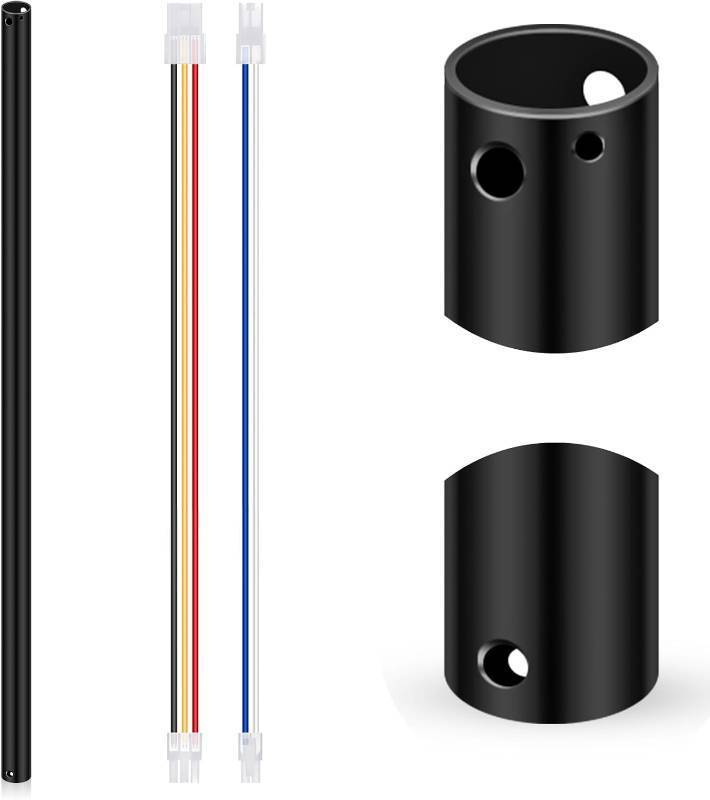 lot 152018 image: VIHOSE 36 Inch Ceiling Fan Downrod with Extension Cord 3 ft Black Downrod for Ceiling Fan 1 Inch Outside Diameter Not Threaded Suitable for a Wide Range of Fans
