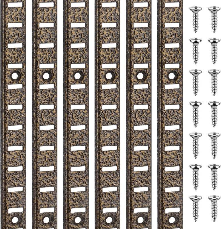 lot 351663 image: Yaocom 6 Pcs 36 Inch Shelf Pilaster Metal Mortise Mount Pilaster Strip Adjustable Shelf Standards for Wall Shelving System Closet Organization Storage (Bronze)
