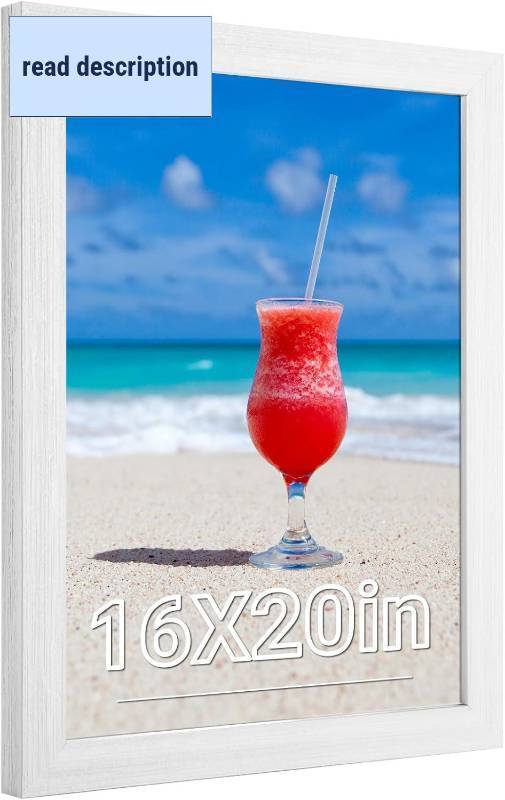 lot 452021 image: 16x20 Frame Rustic White, Distressed 20x16 Picture Frame, Art Pic Hanging Poster Frame, 16 by 20 Gallery Family Concert Portrait Wall Photo Frame AnniversaryBirthdayWeddingThank youChristmas Gift