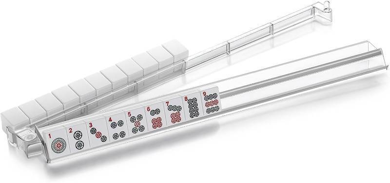 lot 261475 image: Suncle 4PCS Mahjong Racks with Pushers,Clear Acrylic American Majiang Tile Racks,Imports Modern Mahjong Racks with Built-in Pushers