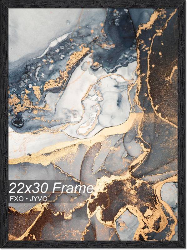 lot 461274 image: Fxojyvo Engineered Wood 22x30 Frame, Black Picture Frame for 22 x 30 Inch Poster Puzzle Photo, Light Weight 22 by 30 Poster Frame with Wood-grain for Wall - 1 PackBlack22 x30