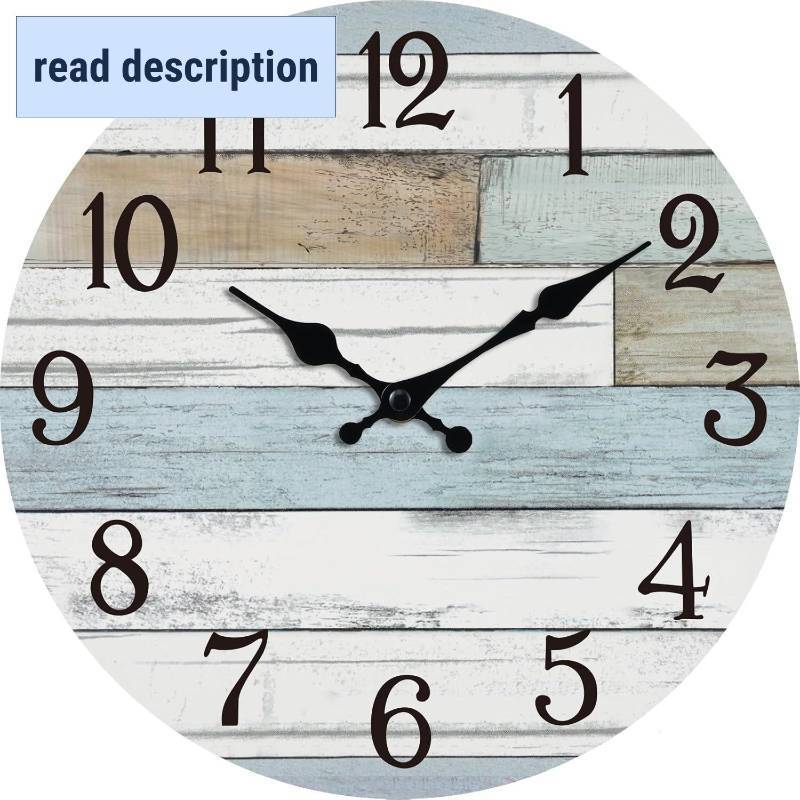 lot 461284 image: KECYET Wall Clock Battery Operated 18 Inch Large Silent Non Ticking Coastal Design Country Rustic Retro Decorative for Bathroom Kitchen Living Room Bedroom