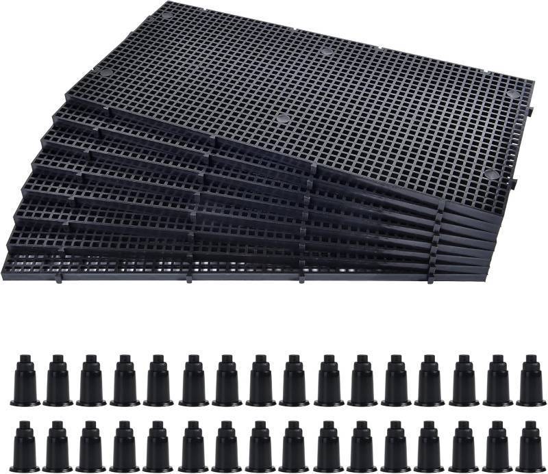 lot 461285 image: ALEGI Plastic Grid Divider Tray Egg Crate Louvre Aquarium Fish Tank Bottom Isolation with Bracket (8pcs Black)