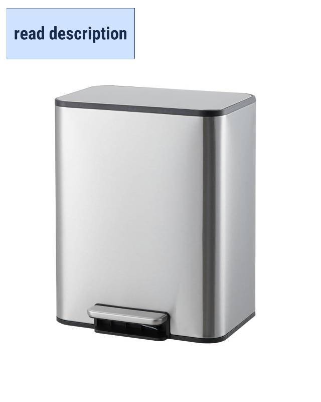 lot 371242 image: Garvee Space-Saving Bathroom Trash Can, 3.4 Gallon Small Trash Can with Soft-Close Lid, Foot Pedal & Removable Inner Bucket, Rectangular Stainless Steel Garbage Can for Home, Office, Silver