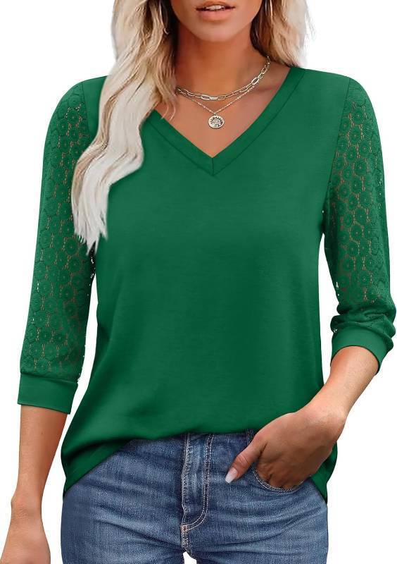 lot 471387 image: XIEERDUO 34 Length Sleeve Womens Tops V-Neck Lace Tunic Tops Business Casual Outfits Work Blouses Dressy 2026
