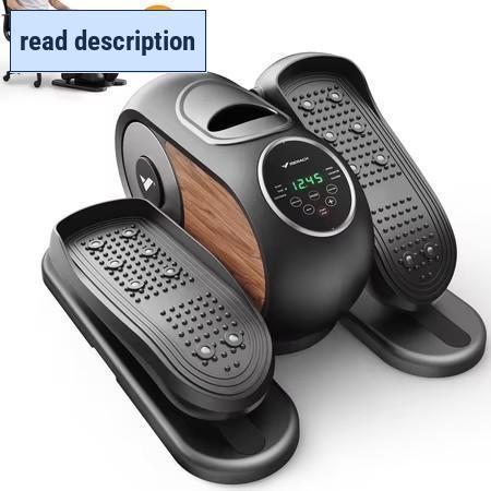 lot 142026 image: Retails for $180 MERACH Under Desk Elliptical Machine, 12 Adjustable Speeds Quiet, LCD Monitor, Portable Fitness Equipment Gift for Family with Resistance Bands