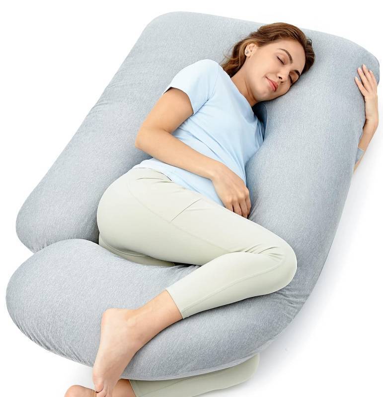lot 242037 image: Momcozy Pregnancy Pillows with Cooling Cover, U-Shaped Full Body Maternity Pillow for Side Sleepers 57 Inch - Support for Back, Hip, Belly, Legs for Pregnant Women