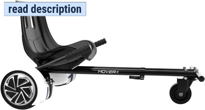 lot 342034 image: Hover-1 Kart Buggy Hoverboard Attachment  Compatible with Most 6.5 & 8 Electric Hoverboards, Hand-Operated Rear Wheel Control, Adjustable Frame & Straps, Easy Assembly & Install Hoverboard Go Kart