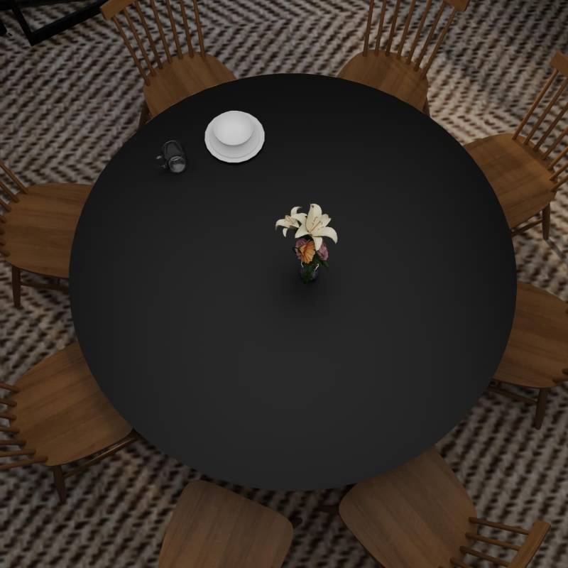 lot 121400 image: Round Table Pad, 1.8mm Thick, Dia.54 Inch, Leather Table Cover, Dining Table Protector, Table Top Protector (BlackBlack)