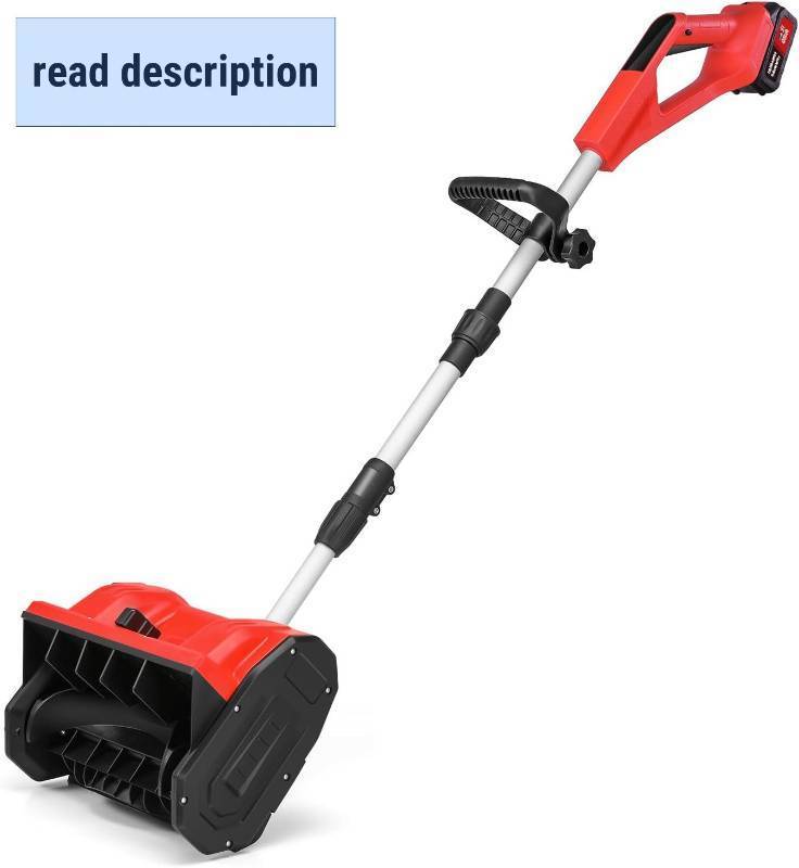 lot 121432 image: 12 inch Cordless Snow Blower, Electric Snow Shovel with Directional Plate & Adjustable Front Handle for Driveways, Walkways, Sidewalks