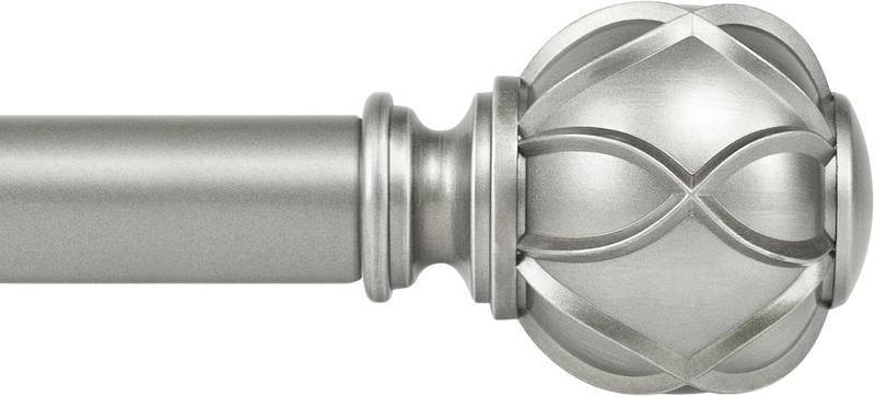 lot 321297 image: KAMANINA Silver Curtain Rods for Windows 5ft Long Heavy Duty Curtain Rods, 78 Inch Adjustable Drapery Rods with Decorative Netted Texture Finials